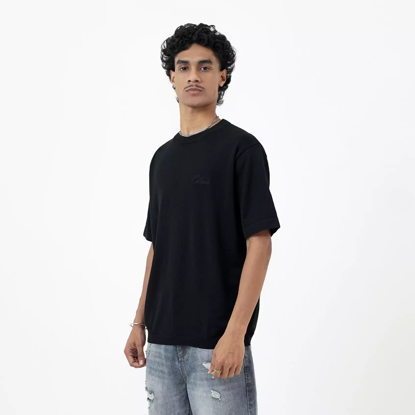 CELCIUS Flat Knit T-Shirt I31000374C Hitam