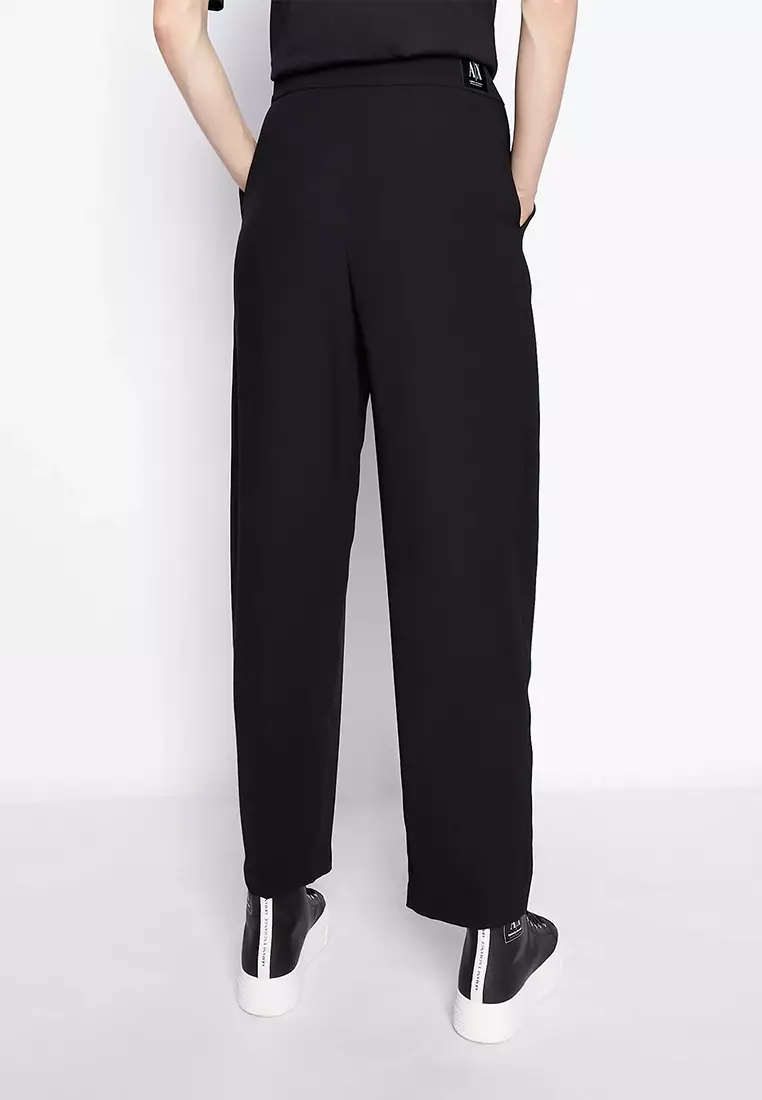 Armani Exchange Flared Jersey Pants Black Womens Trousers