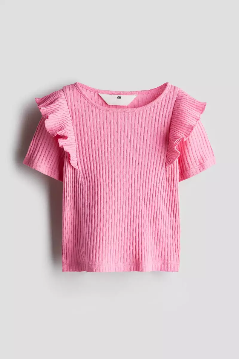 Flounce-trimmed cotton top