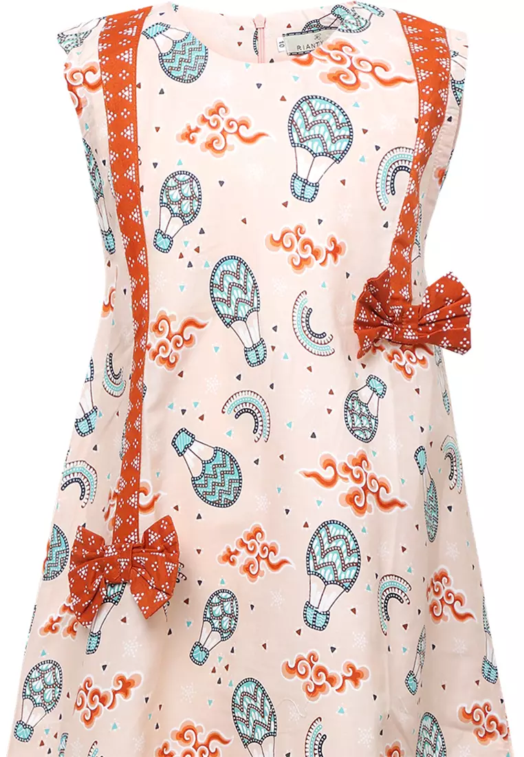Baju Anak Perempuan Dress Doniza Longband Peach Orange Tanpa Lengan