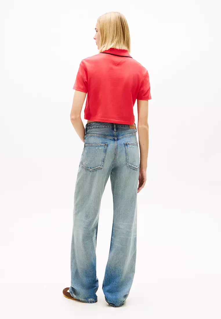 短版標誌短袖POLO恤 - Tommy Jeans