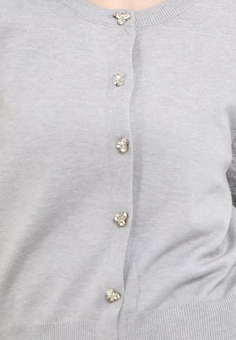 L/S Knit Cardi W/ Embellished Buttons