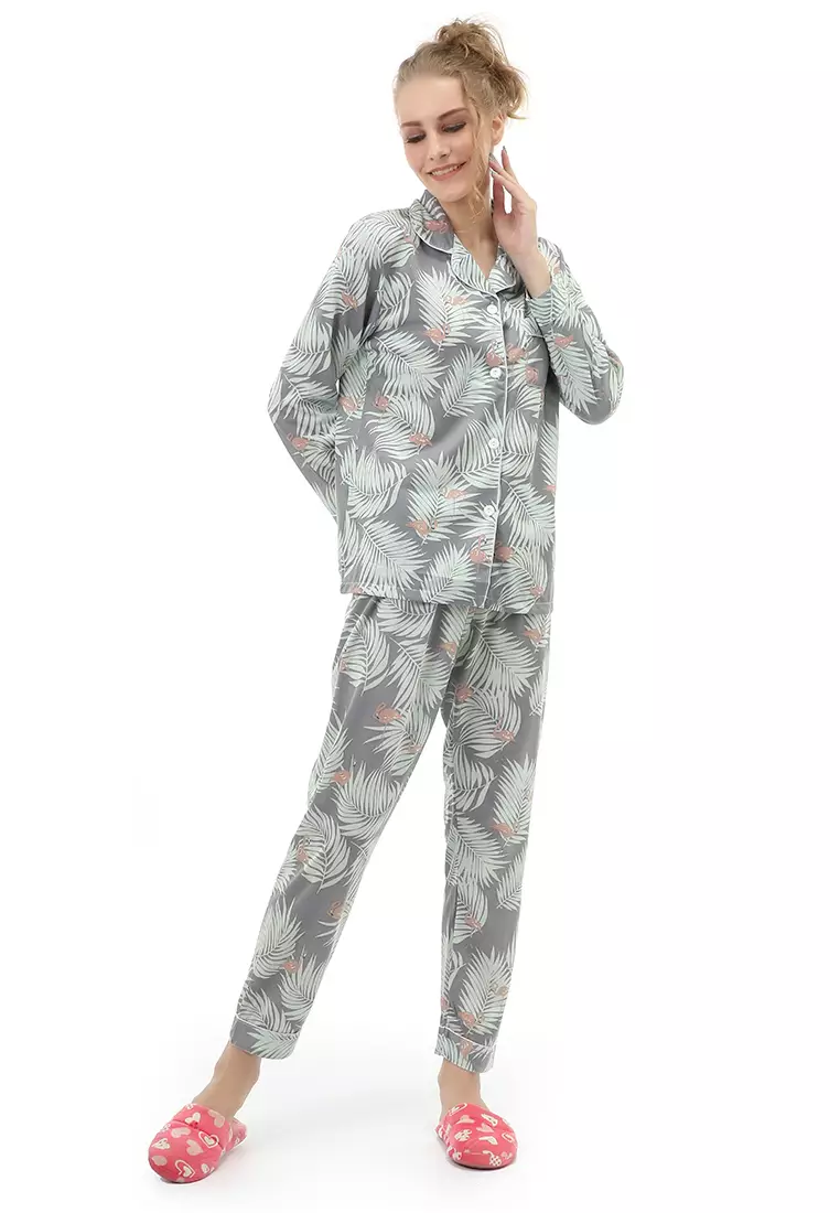 Vance Setelan Piyama Baju Tidur Wanita Lengan Panjang Motif Flamingash Material Cotton ORIGINAL - Multi Warna