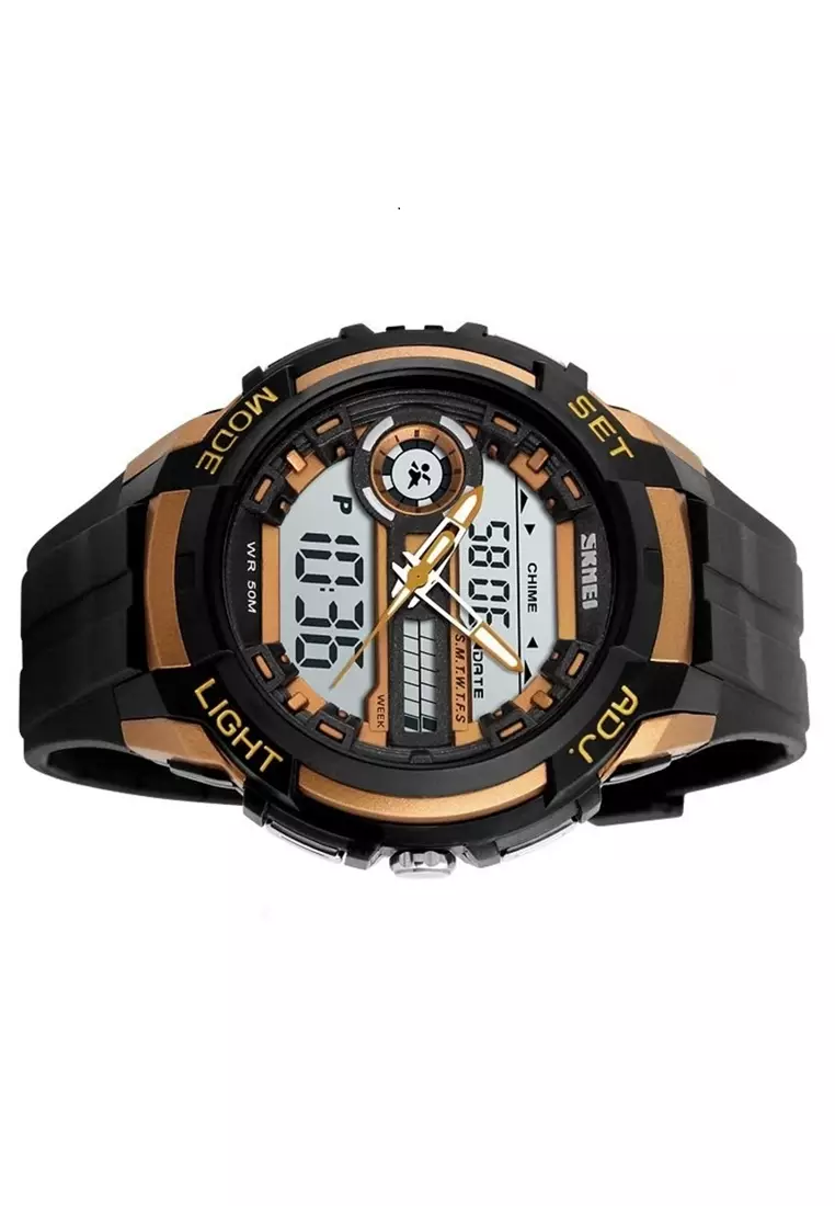 Jam Tangan Kasual Digital Pria LED Waterproof 50m Strap Tali Material Silicone HL07 ORIGINAL