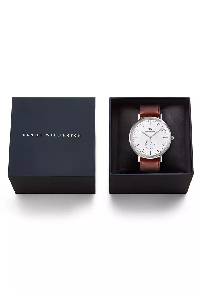 Classic 40mm Multi-Eye St Mawes Off-White Silver Sunray Silver Men Watch stainless steel Leather strap watch DW Official Authentic Original