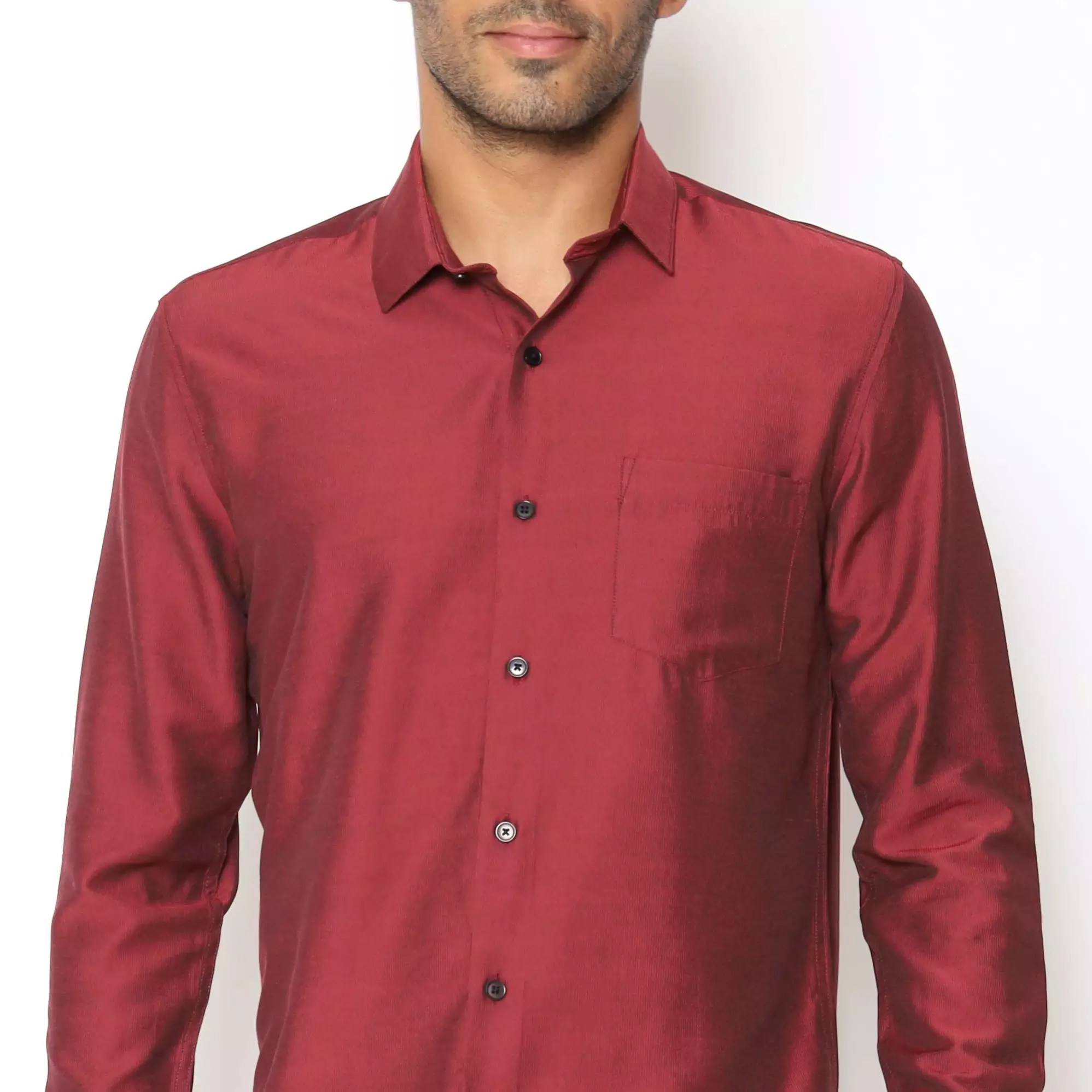 MAGINOT Kemeja Pria Basic Stripe Panjang MAROON