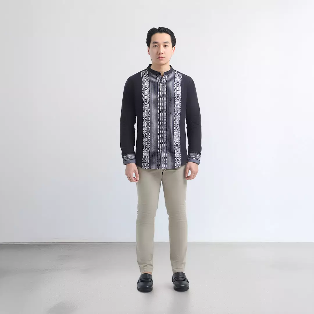 Platini Kemeja Pria Koko Shanghai Lengan Panjang Black 961358.04