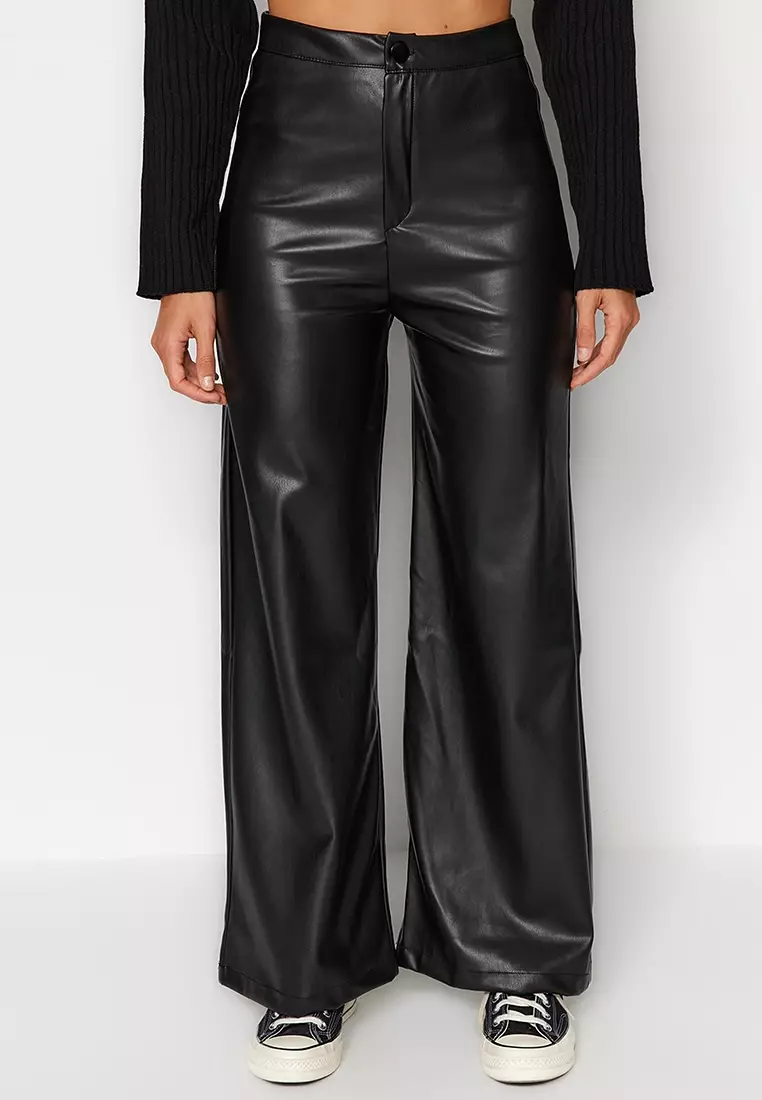 Faux Leather Going Back Wide-Leg Pants