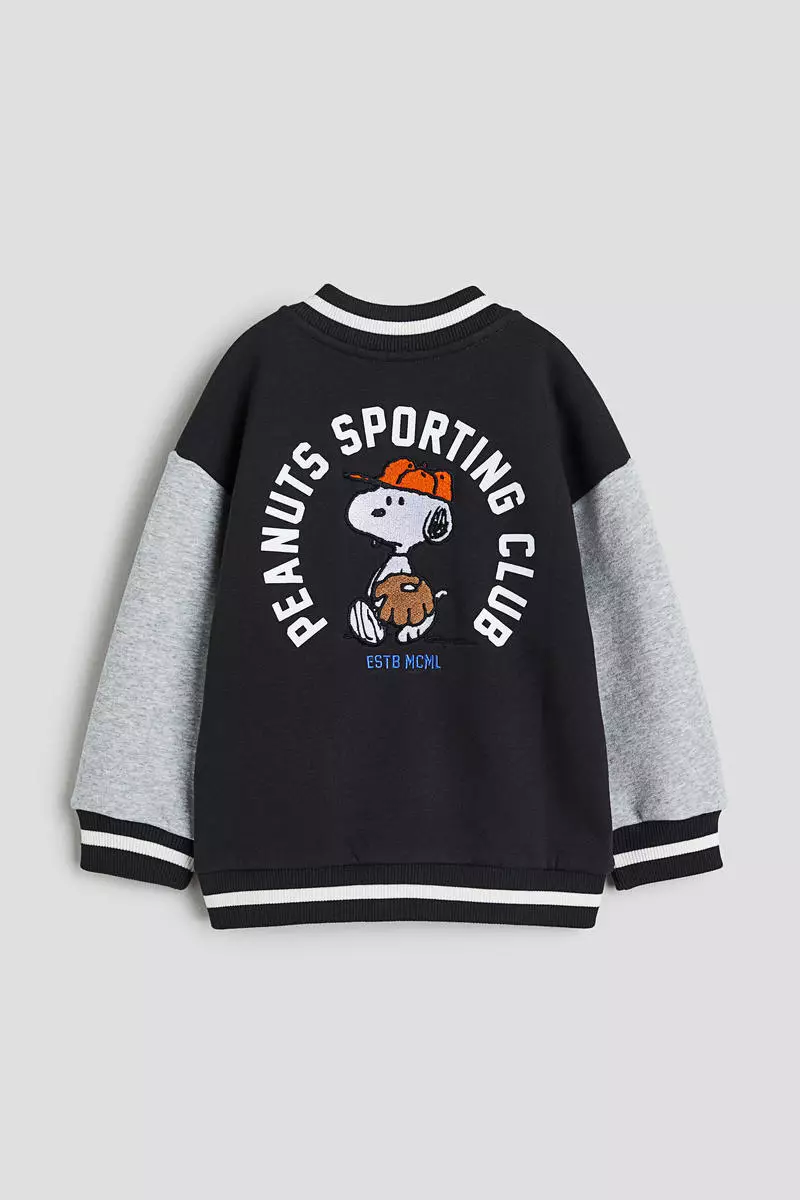 Oversized printed baseball jacket