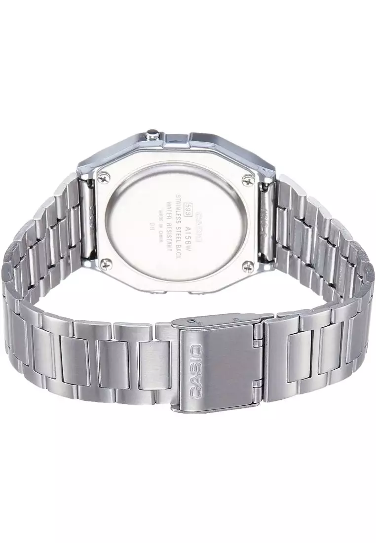 Men's Vintage A158WA-1 Stainless Steel Band Digital Watch