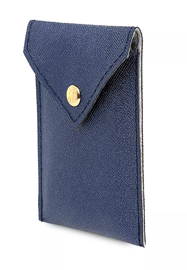 Manley Card Wallet Motif Polos Pengait Kancing Design Simple - Navy