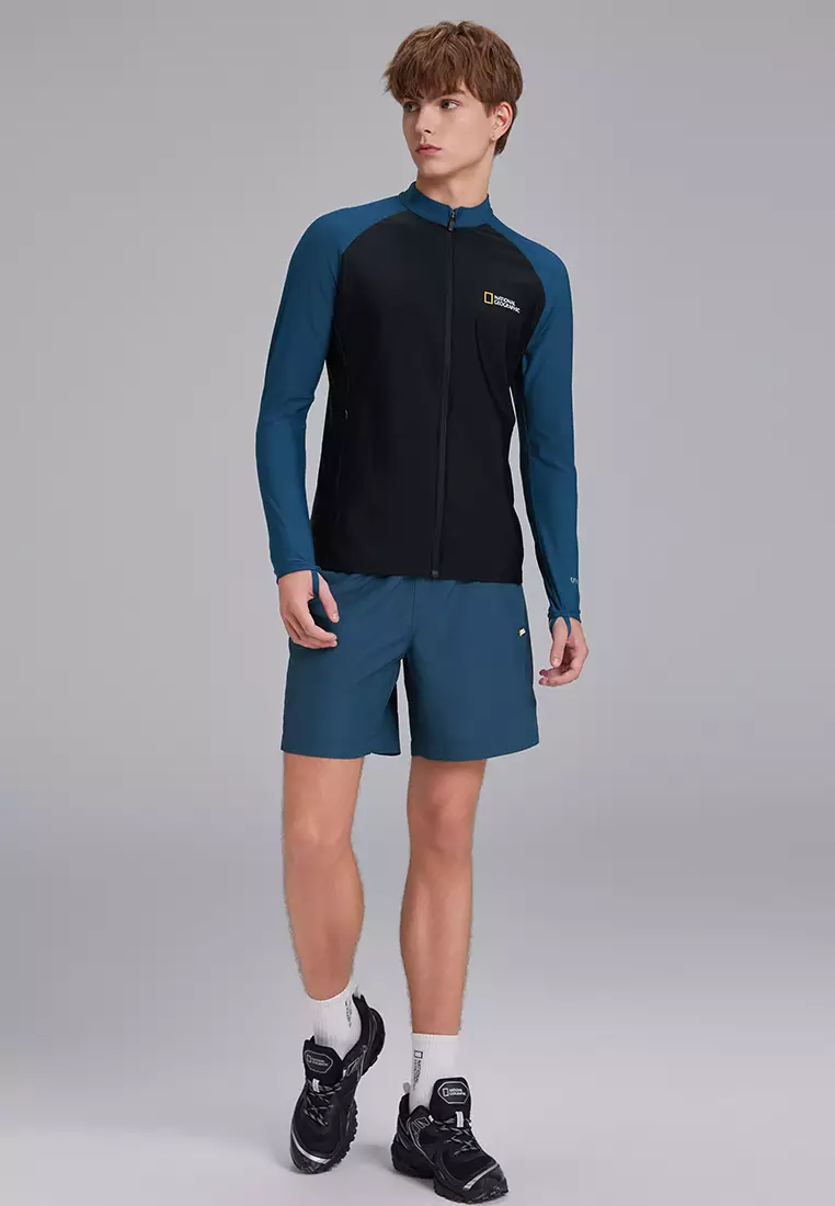 Unisex Color Block Zip Up Rashguard