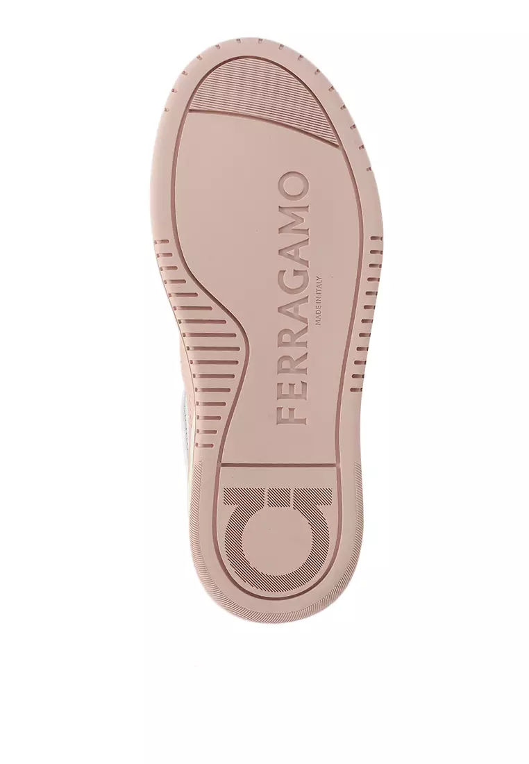 ★FERRAGAMO★DENNIS スニーカー カーフレザー ホワイト/ピンク Ferragamo Dennis Panelled Leather Sneakers | Pink | FARFETCH