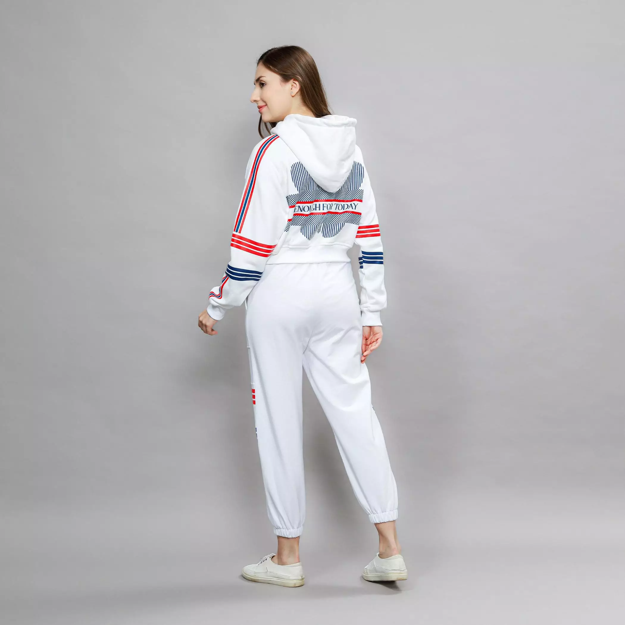 Enough - One Set Hoodie Crop Zipper dan Celana Jogger Sweatpants Wanita Butterfly Effect Sweater Setelan copy