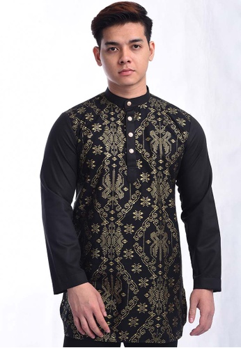 baju dinner hitam gold