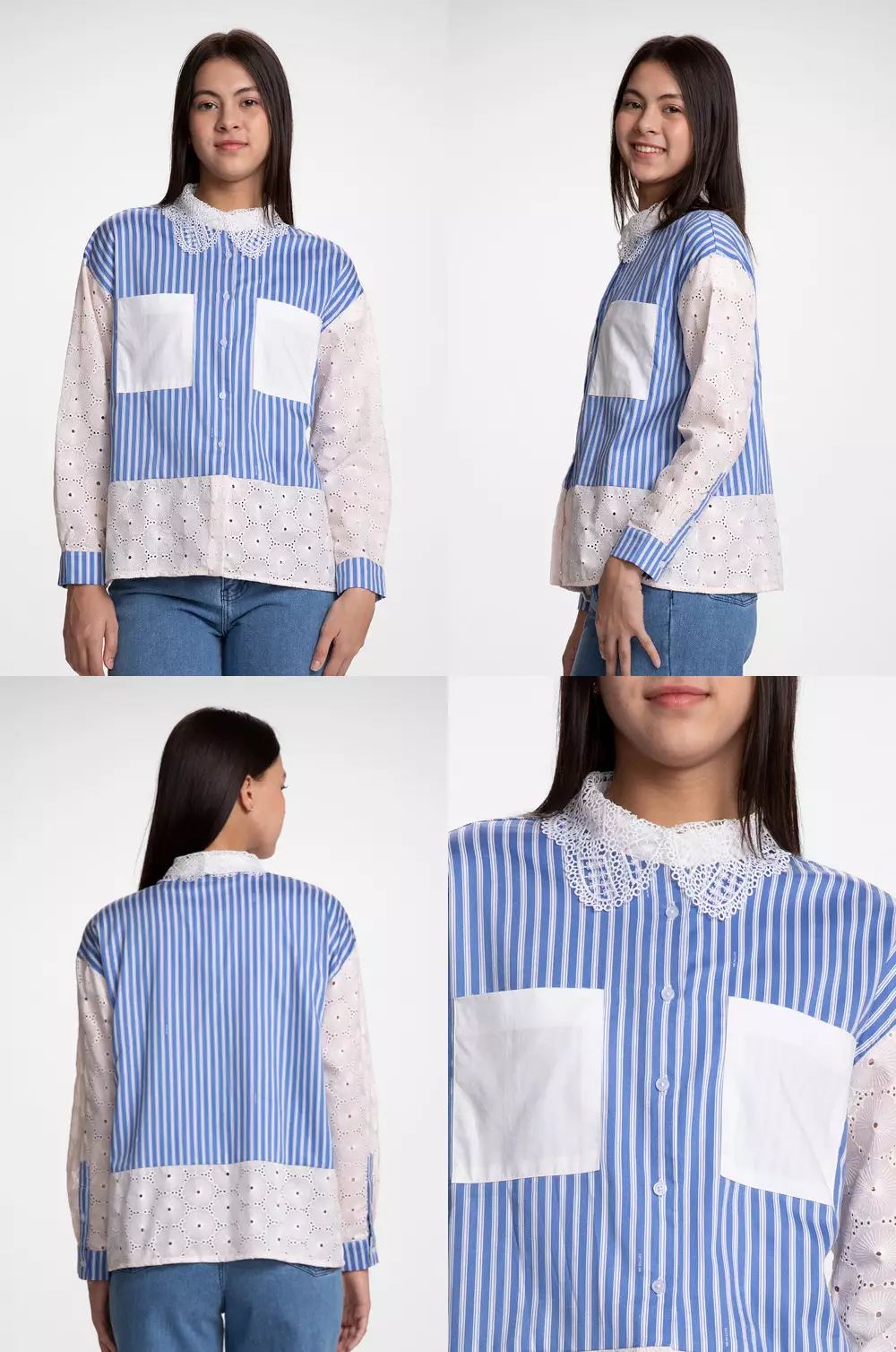 COTTONINK - Atasan Kemeja Wanita Navy stripe maelys #ResortCollection