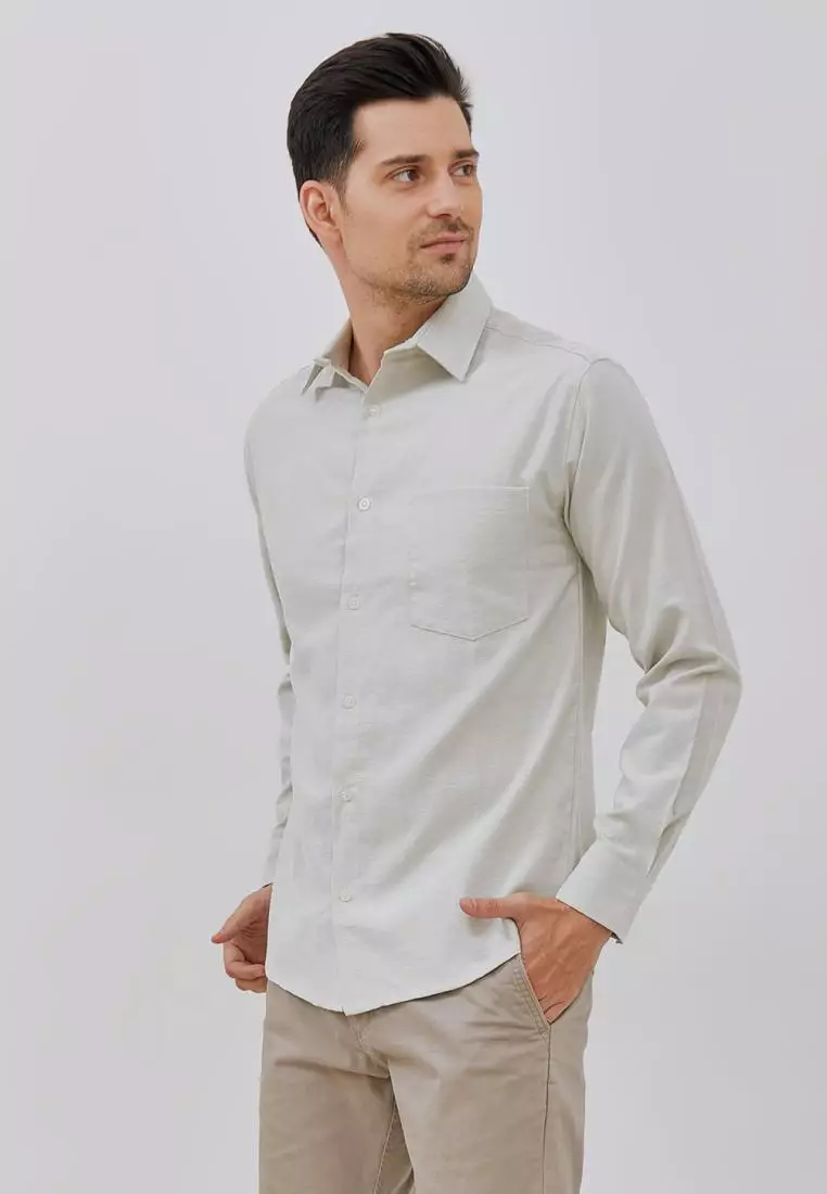 Paulmay Kemeja Pria Reguler Fit Oxford Soft Olive Shirts