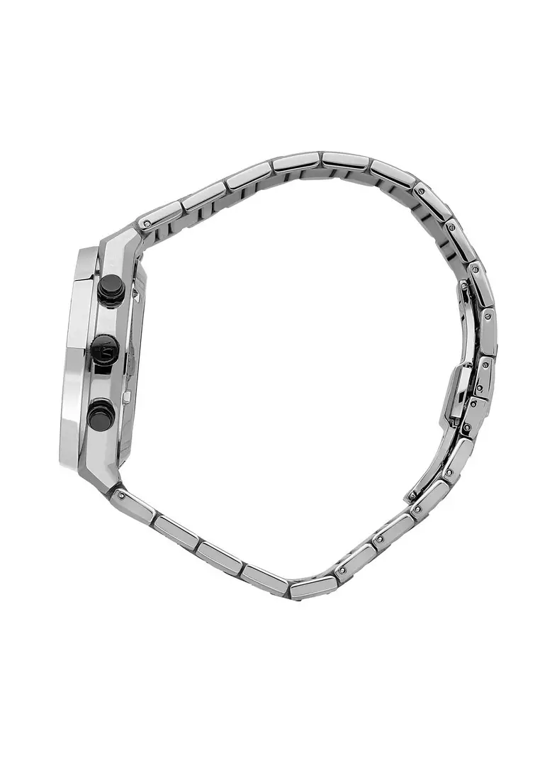 【2 Years Warranty】Maserati Stile 45mm Black Dial Men's Stainless Steel Chronograph Quartz Watch R8873642004 With Luminous Dial Hands