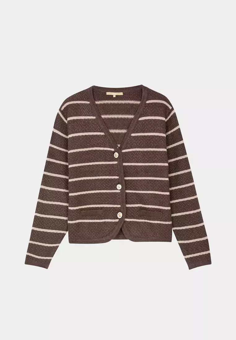 Brown Stripe Knit Jacket