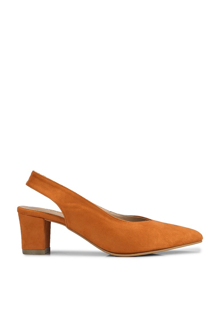 Ruth Orange Suede Sling Back Heels