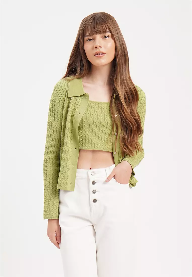 Buy Cable Knit Tank Top And Cardigan Set 2024 Online ZALORA