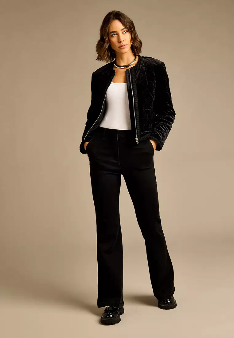 Ella Black Quilted Velvet Jacket