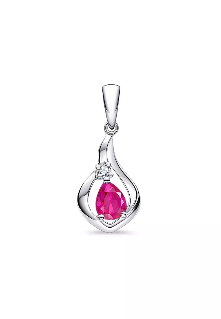 Buy LAZO DIAMOND LAZO DIAMOND Swirl Drop Ruby Diamond Pendant in