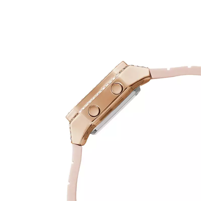 Jam Tangan Wanita Guess Zoom GW0430L3 Digital Dial Light Pink Rubber Strap