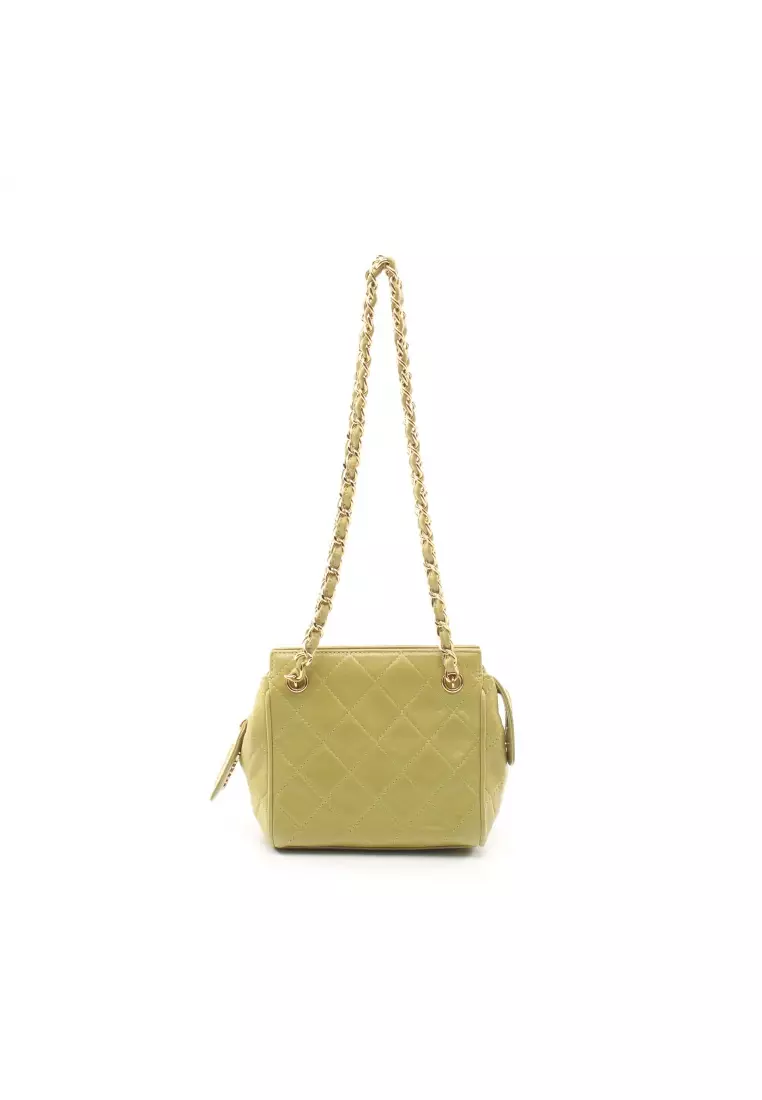 Chanel Pre-loved CHANEL W chain shoulder bag lambskin yellow-green gold  hardware 2023, Buy Chanel Online