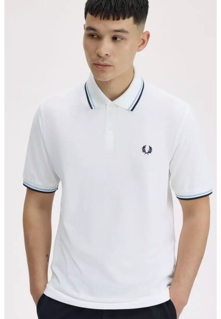 Fred Perry M12 Twin Tipped Fred Perry Shirt (White / Ice / Navy)