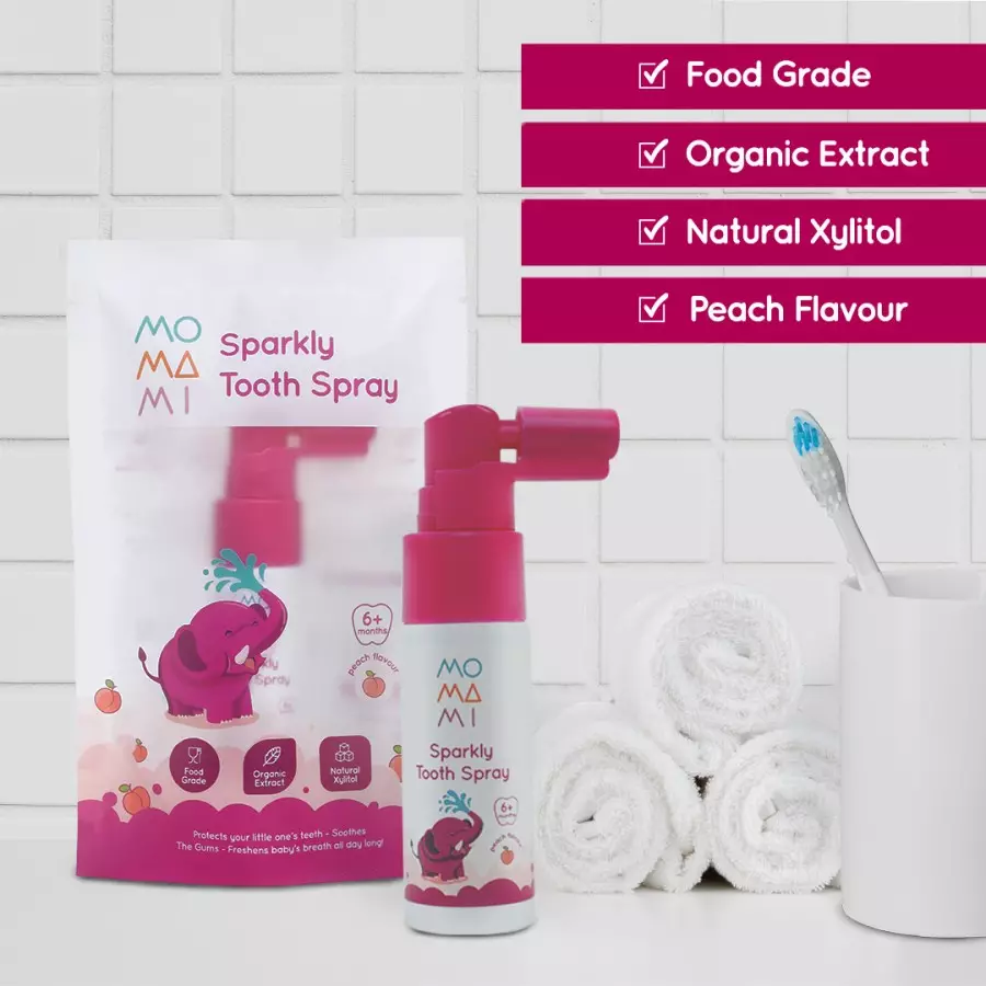 Momami Toothspray Peach 20Ml - Semprotan Pelindung Gigi Anak (Persik)