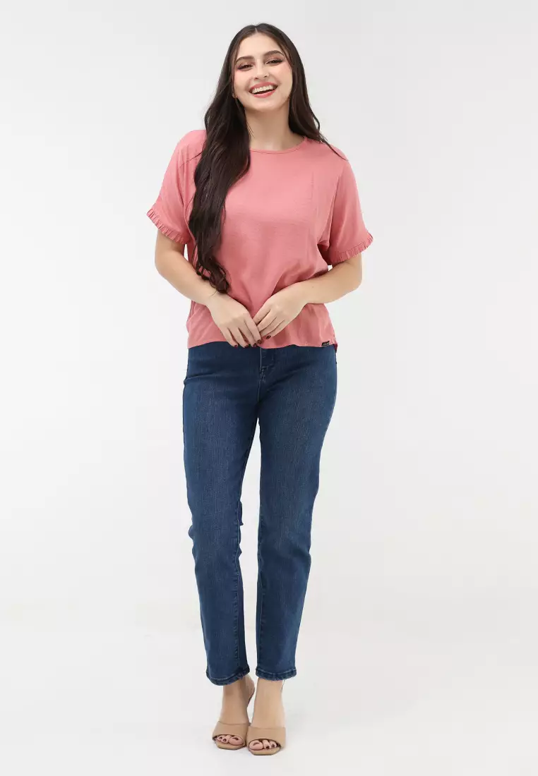 Textured Woven Short Sleeves Blouse