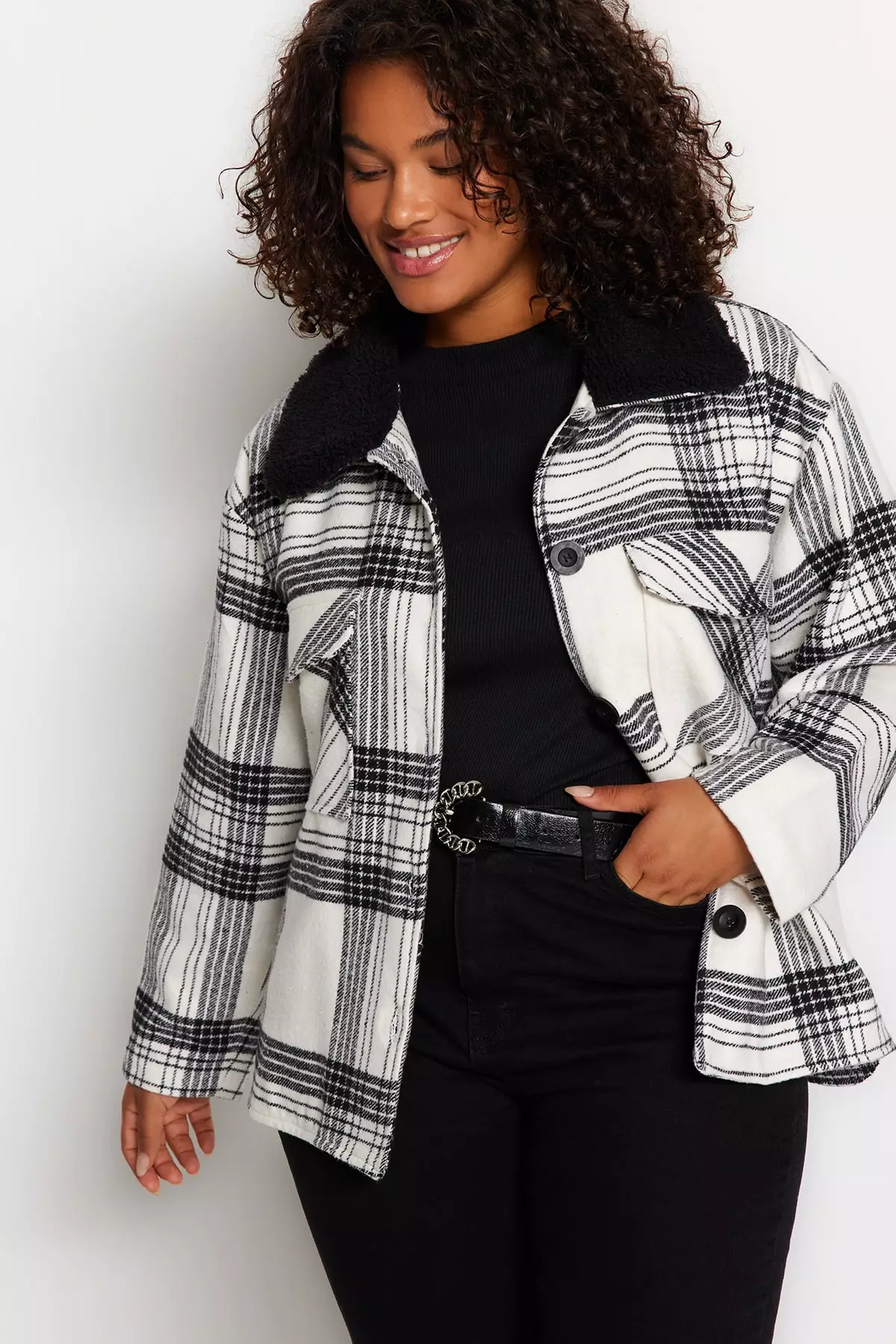 Plaid jacket plus shop size