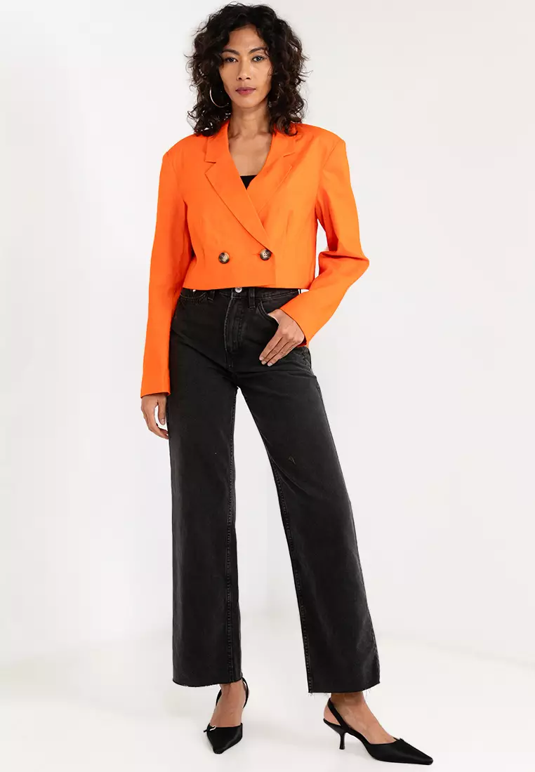 Buy ASOS Design Linen Cropped Suit Blazer 2025 Online ZALORA