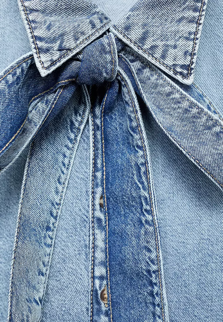 Denim Shirt With Bow