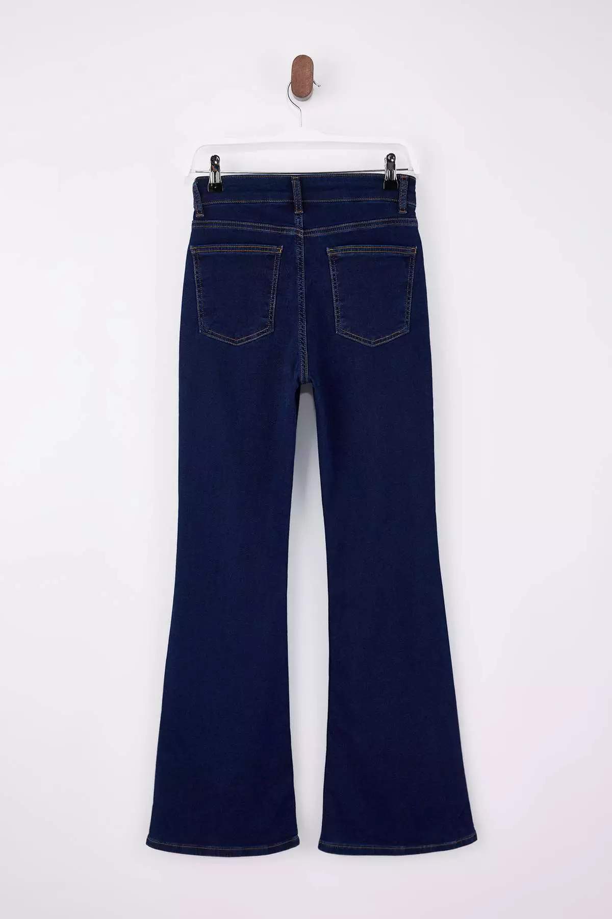 Dark Blue High Waist Flare Soft Extra Stretch Knitted Jeans Twoss26Je91