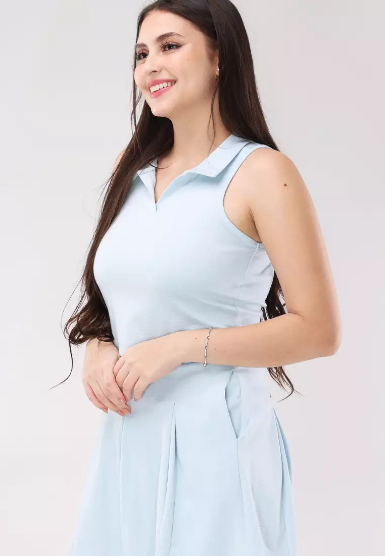 Cotton Spanrib Knits Sleeveless Terno Skort