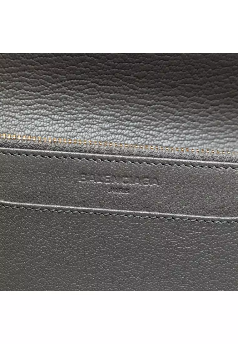 Pre-Loved Balenciaga Chevre Motocross Metallic Edge Wallet On Chain
