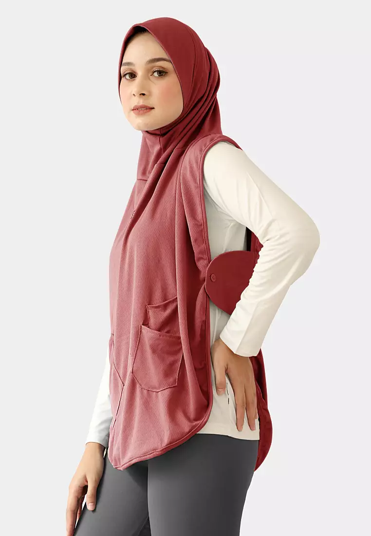 Hijab Vest Olahraga Nara Sporty Pocket - Flash Red