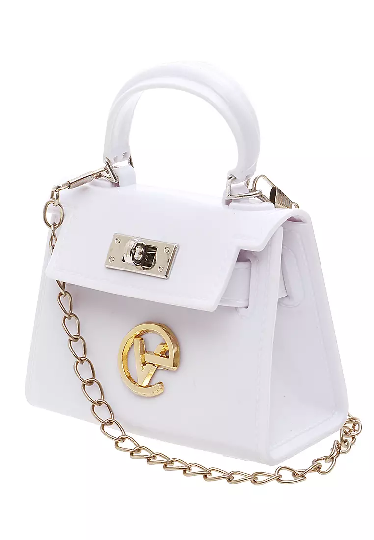 Tas Mini Tali Rantai Slingbags Jelly Design Elegant Wanita - White