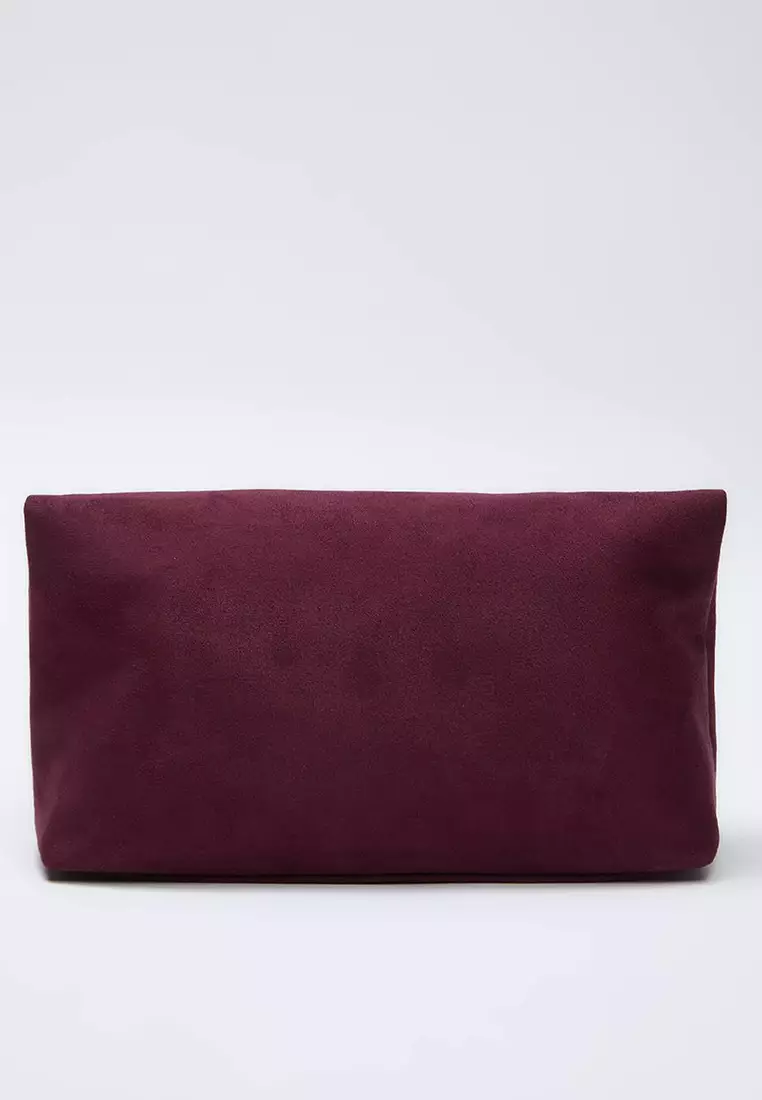 Suede-Look Clutch Bag