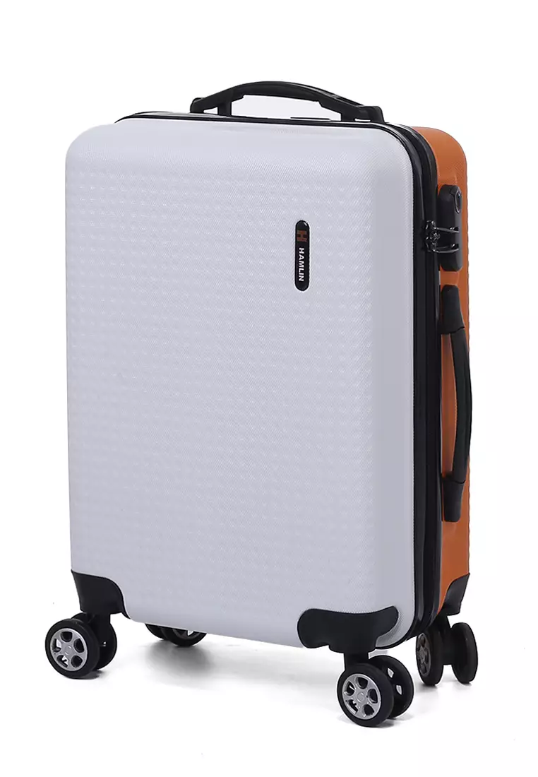 Carlton Koper Hardcase Unisex Size 20 Inch Dual Tone Color Large Compartment Suitcase Code Lock System Material ABS+PVC Coated ORIGINAL - White Orange