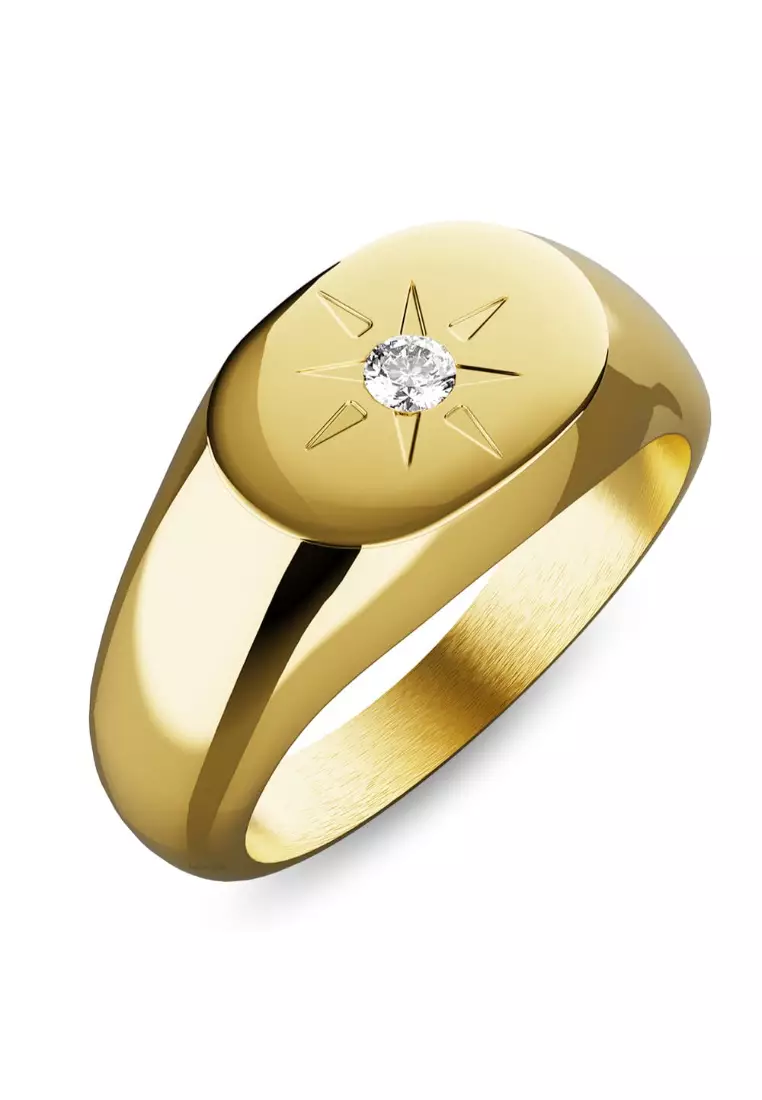 Celestial Brilliance Ring with Cubic Zirconia in Gold Layered