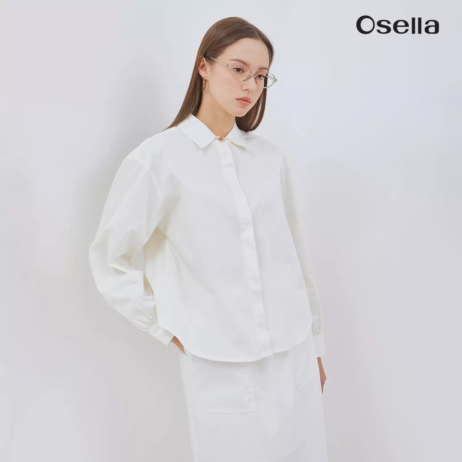 Osella Vena Puffy Sleeve Shirt With Statement Button 2137660201 | Atasan Wanita Lengan Panjang
