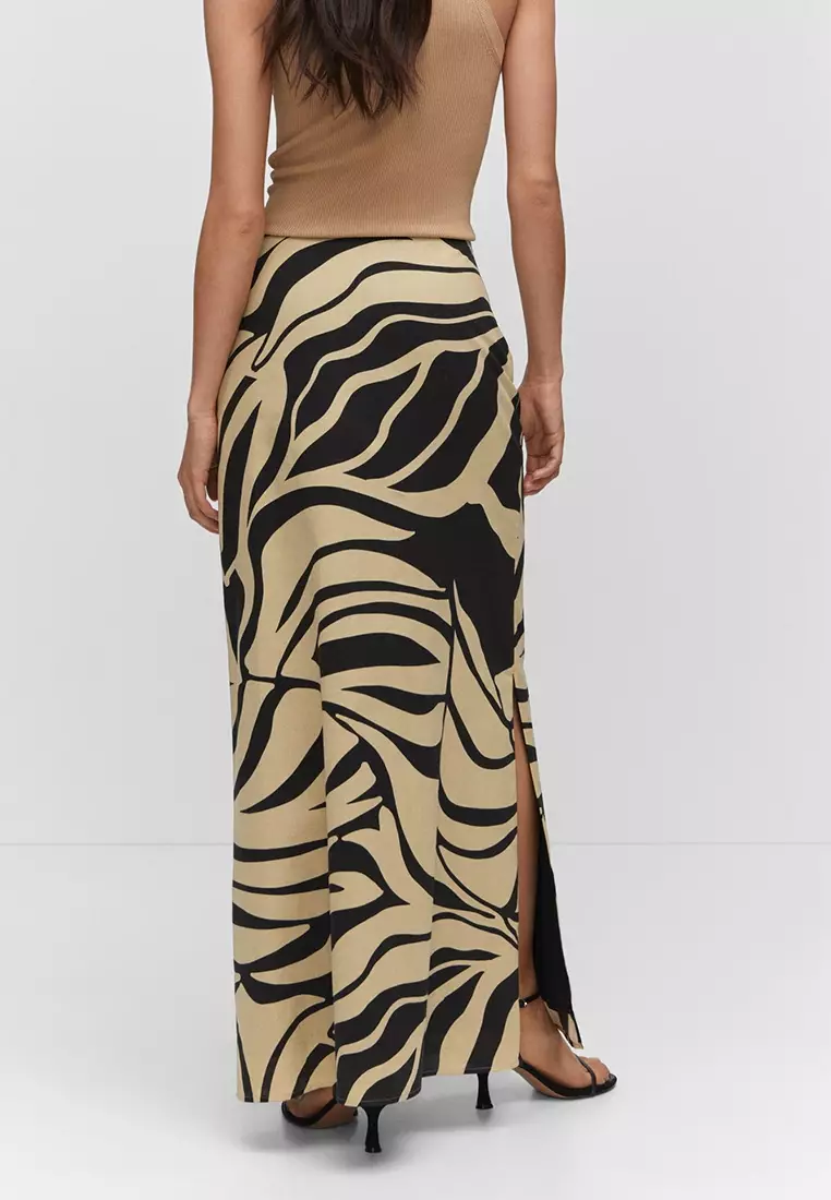 Slit Printed Long Skirt