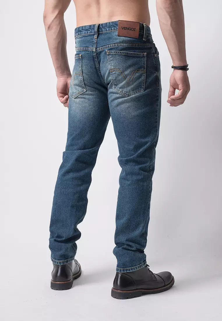 Tapered Fit Jeans Premium Washed Indigo