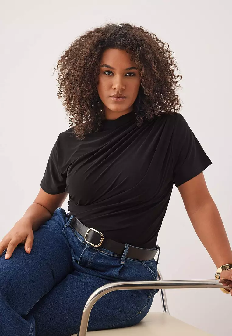 Black Sandy Knitted Plus Size Blouse