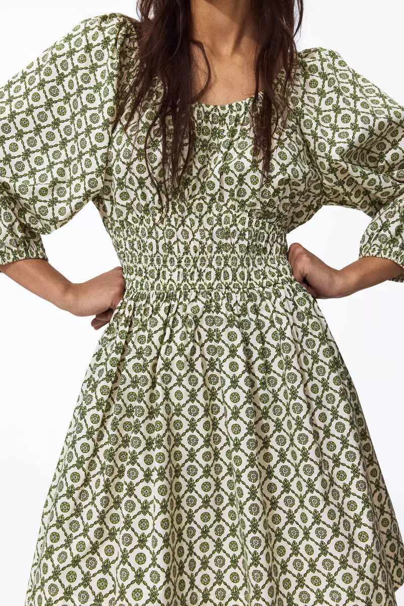 Flared-skirt cotton dress