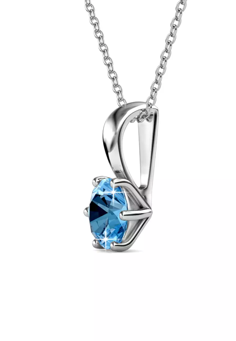 Birth Stone Pendant March Aquamarine - Kalung Crystal Swarovski by Her Jewellery