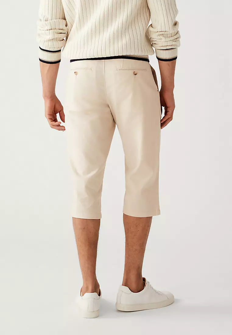 Linen Blend 3/4 Leg Shorts